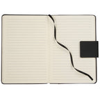 Recycled Canvas Notebook with Magnetic Closure, 5.5 x 8.5 Inches Full Color - Black - Front Open