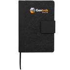 Recycled Canvas Notebook with Magnetic Closure, 5.5 x 8.5 Inches Full Color - Black - Front