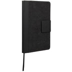 Recycled Canvas Notebook with Magnetic Closure, 5.5 x 8.5 Inches Full Color - Black - Right Angle