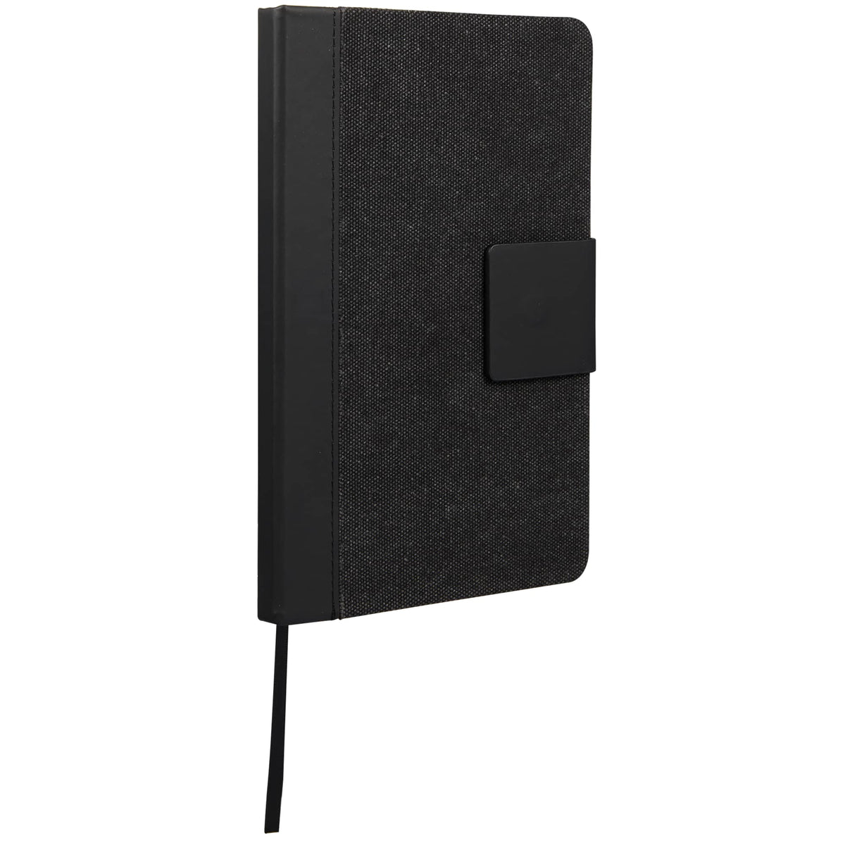 Recycled Canvas Notebook with Magnetic Closure, 5.5 x 8.5 Inches Full Color - Black - Right Angle