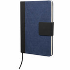 Recycled Canvas Notebook with Magnetic Closure, 5.5 x 8.5 Inches Full Color - Blue - Left Angle