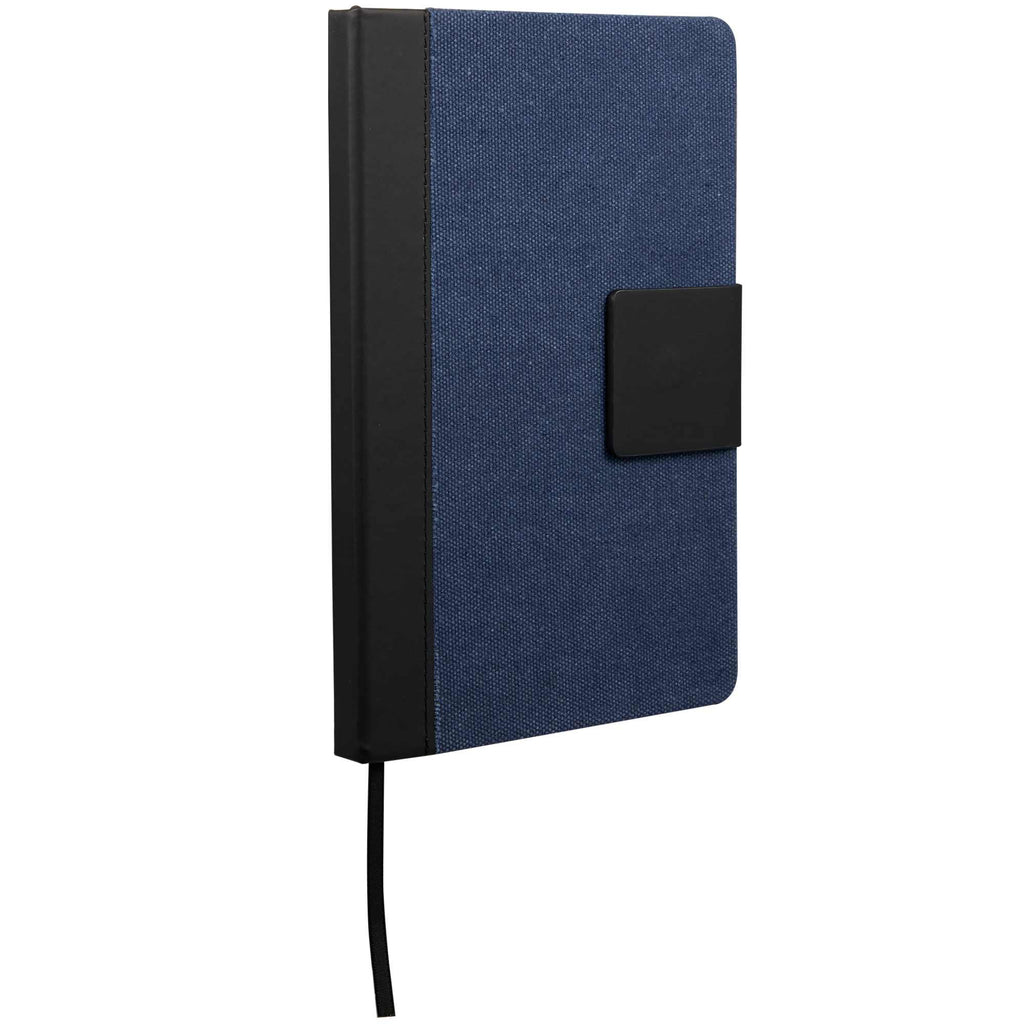 Recycled Canvas Notebook with Magnetic Closure, 5.5 x 8.5 Inches Full Color - Blue - Right Angle