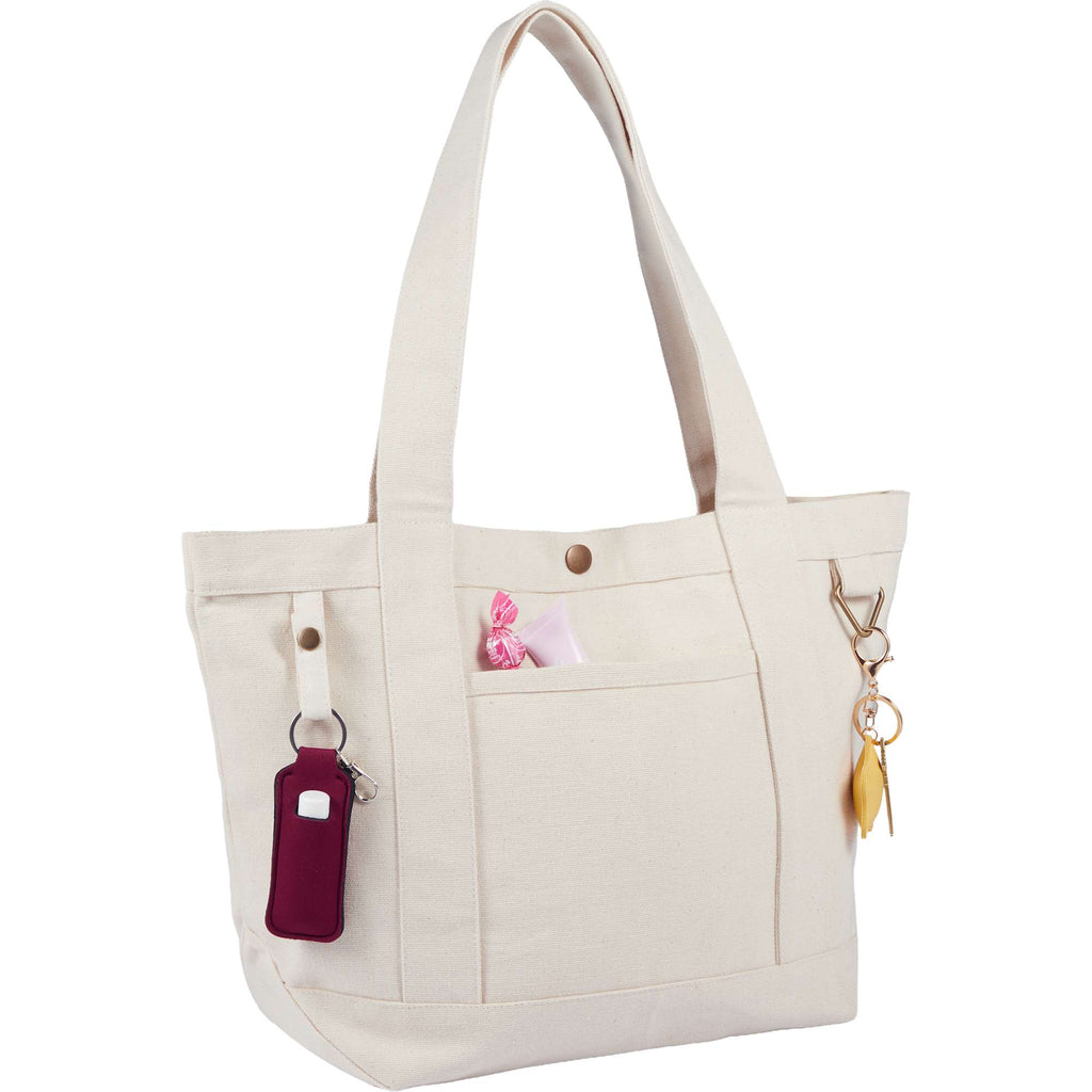 Recycled Canvas Souvenir Tote with Snap Closure, 15 oz Embroidery - Natural - Alternate