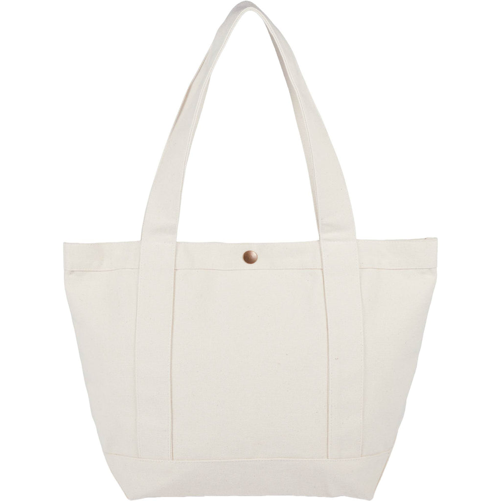Recycled Canvas Souvenir Tote with Snap Closure, 15 oz Embroidery - Natural - Back