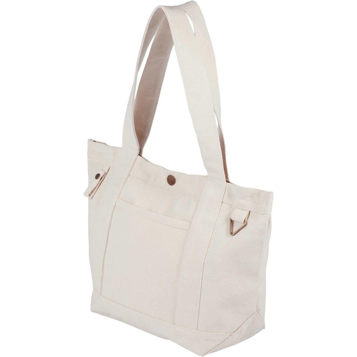 Recycled Canvas Souvenir Tote with Snap Closure, 15 oz - Natural - Left Angle