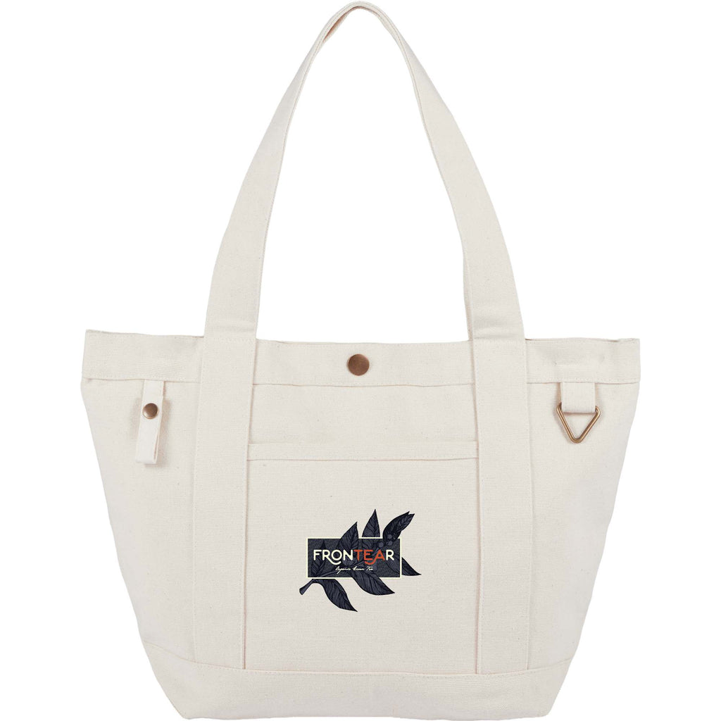 Recycled Canvas Souvenir Tote with Snap Closure, 15 oz Transfer - Natural - Front