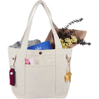 Recycled Canvas Souvenir Tote with Snap Closure, 15 oz Transfer - Natural - Propped