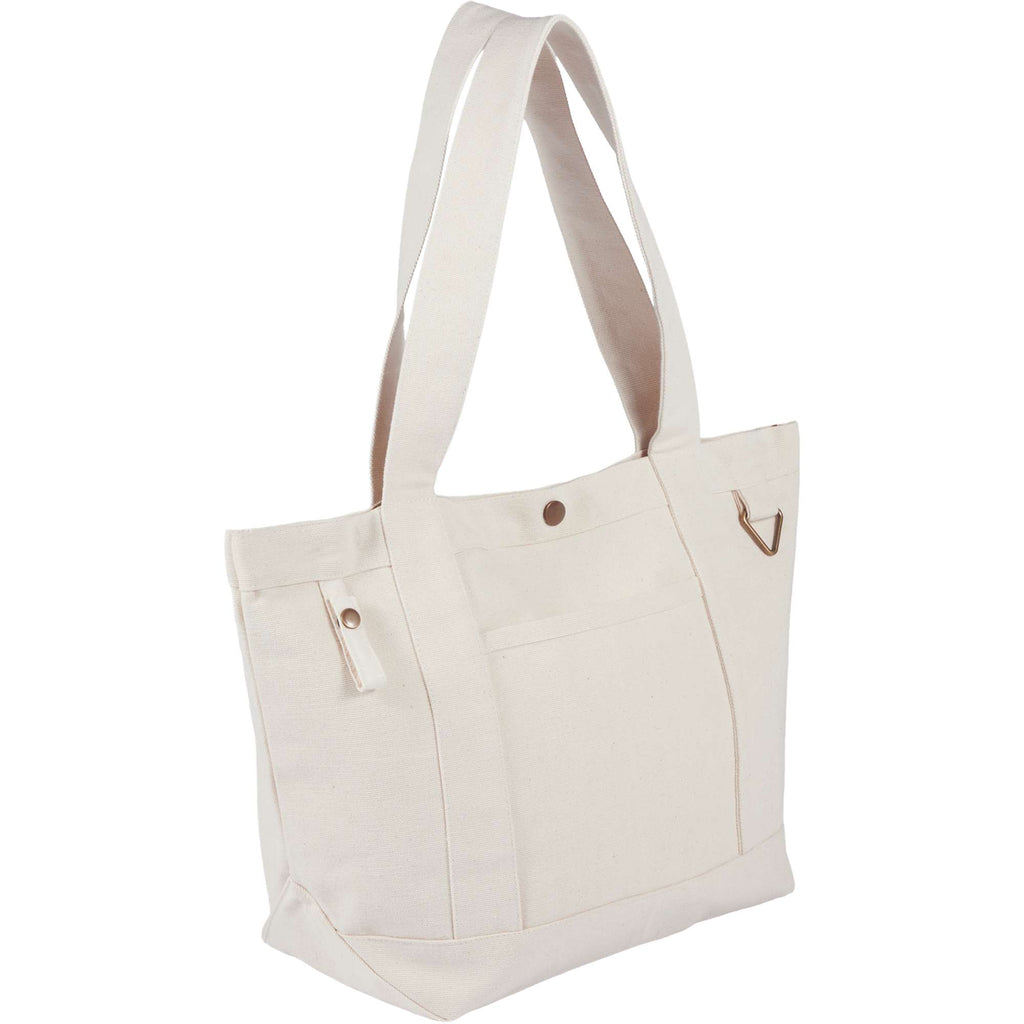 Recycled Canvas Souvenir Tote with Snap Closure, 15 oz Transfer - Natural - Right Angle