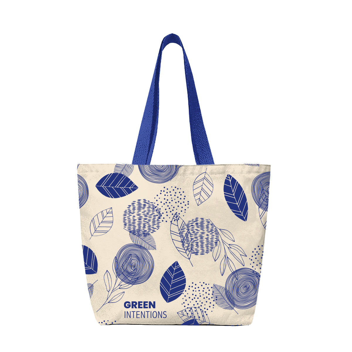 Recycled Canvas Tote Bag, 14 oz - Blue - Silk Screen