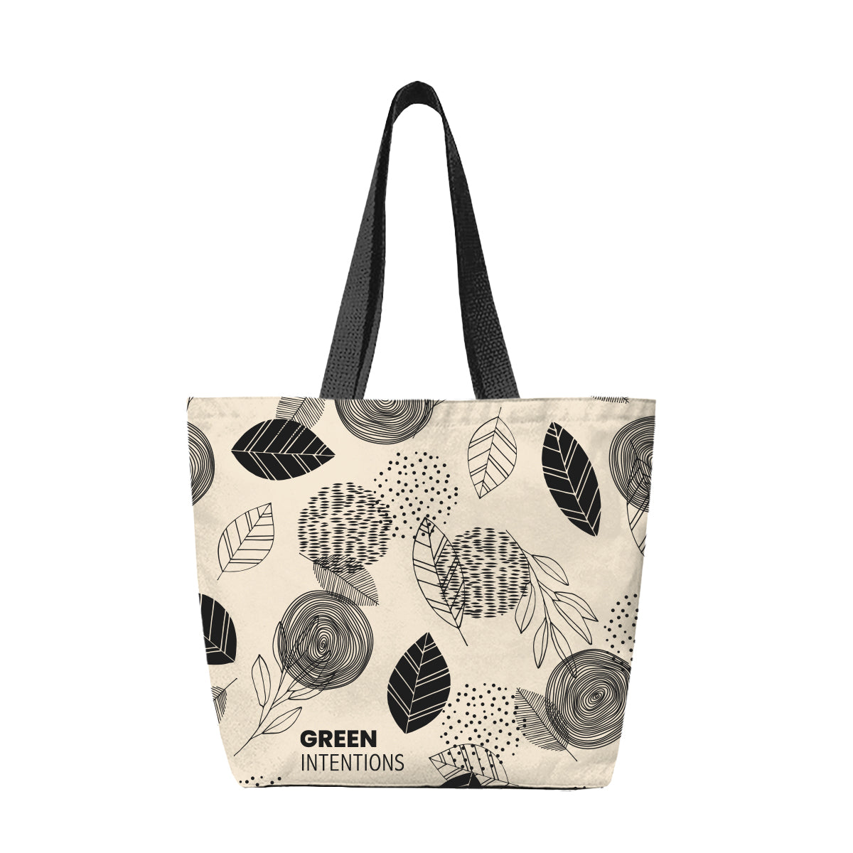 Recycled Canvas Tote Bag, 14 oz - Natural with Black - Silk Screen