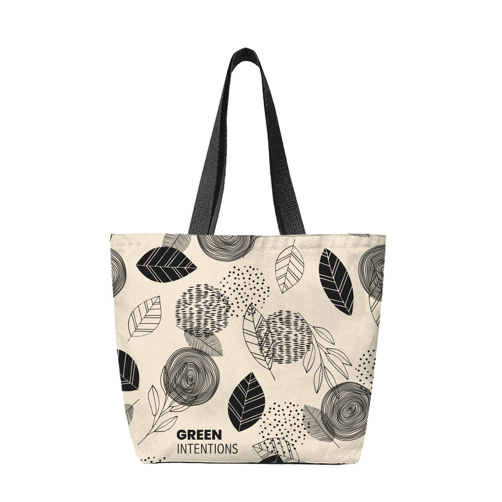 Recycled Canvas Tote Bag, 14 oz - Natural with Black - Silk Screen