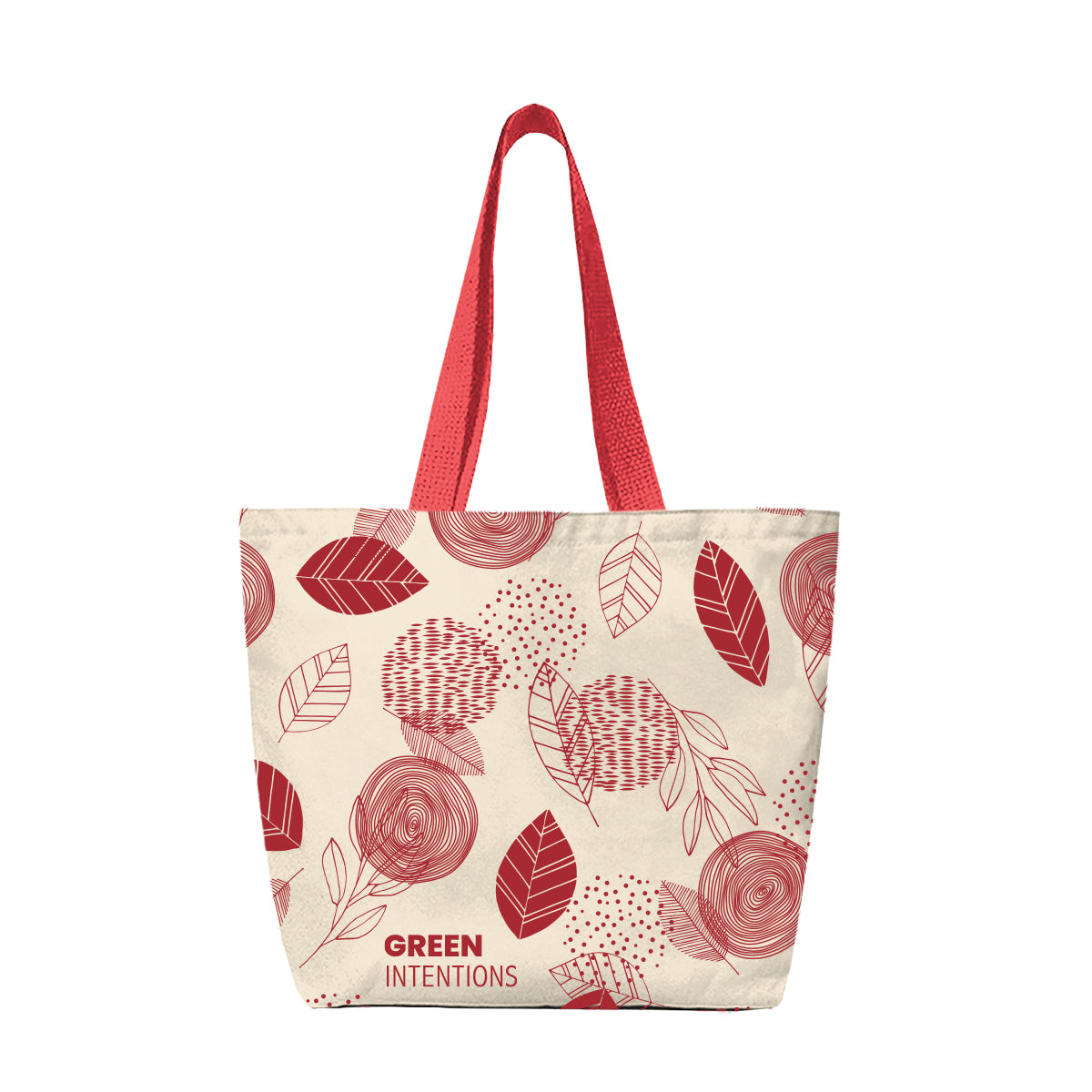 Recycled Canvas Tote Bag, 14 oz - Red - Silk Screen