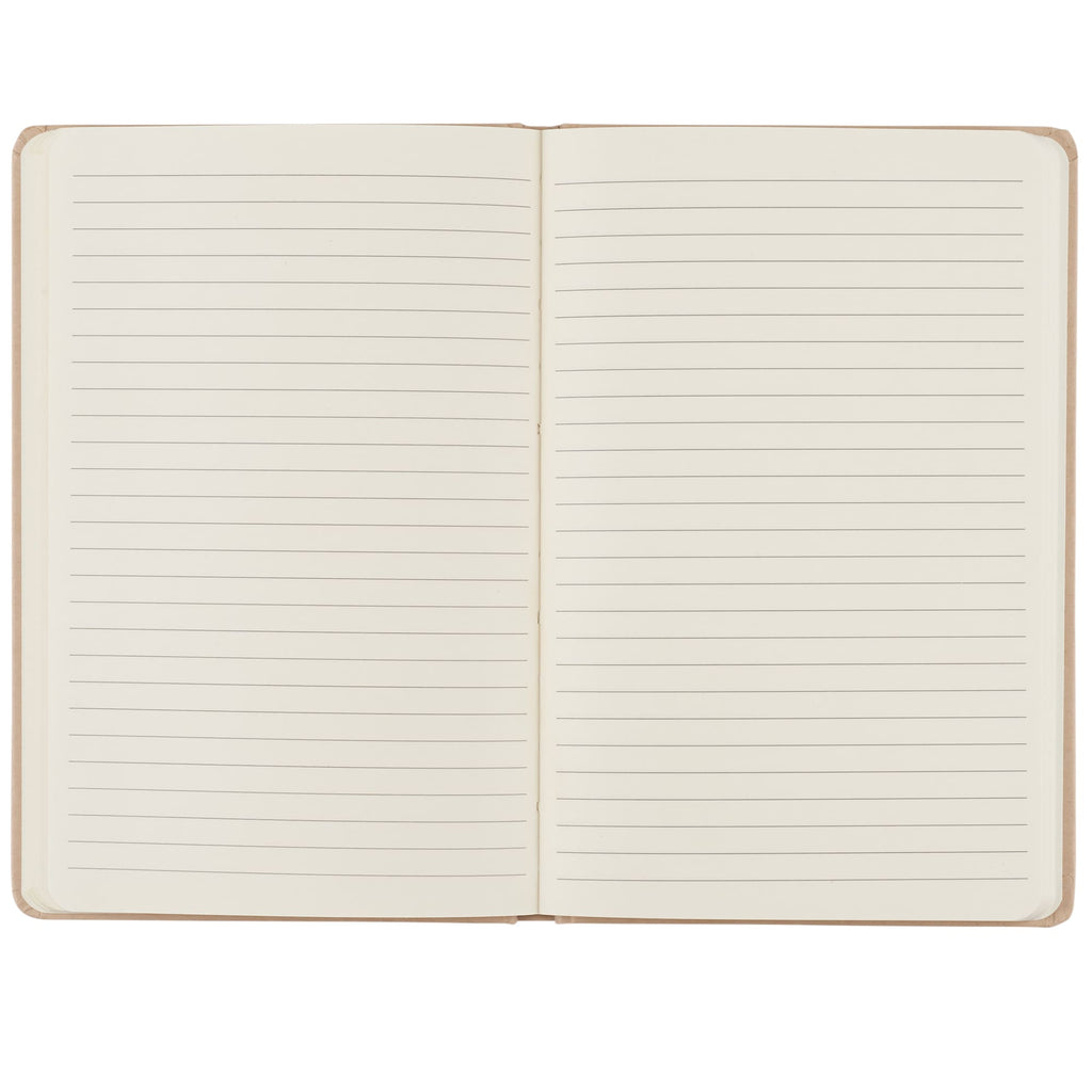 Recycled Cardboard Notebook with Elastic Closure, 5.5 x 8.5 Inches - Natural - Front 2