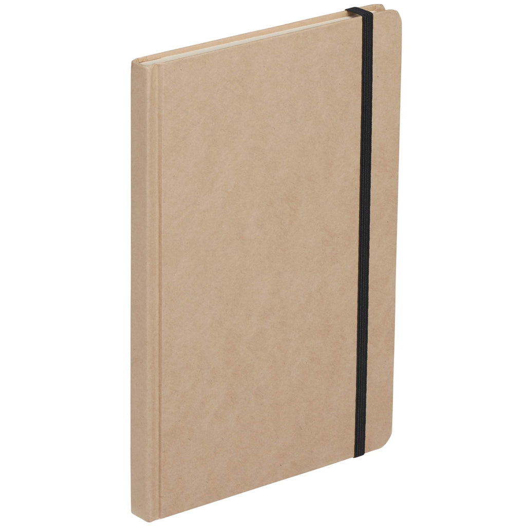 Recycled Cardboard Notebook with Elastic Closure, 5.5 x 8.5 Inches - Natural - Right Angle