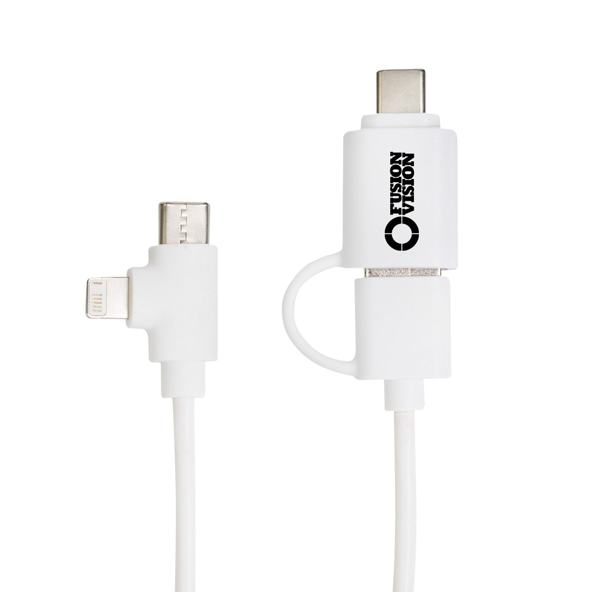 Recycled Charging Cable, 5 Foot - White - Pad Print