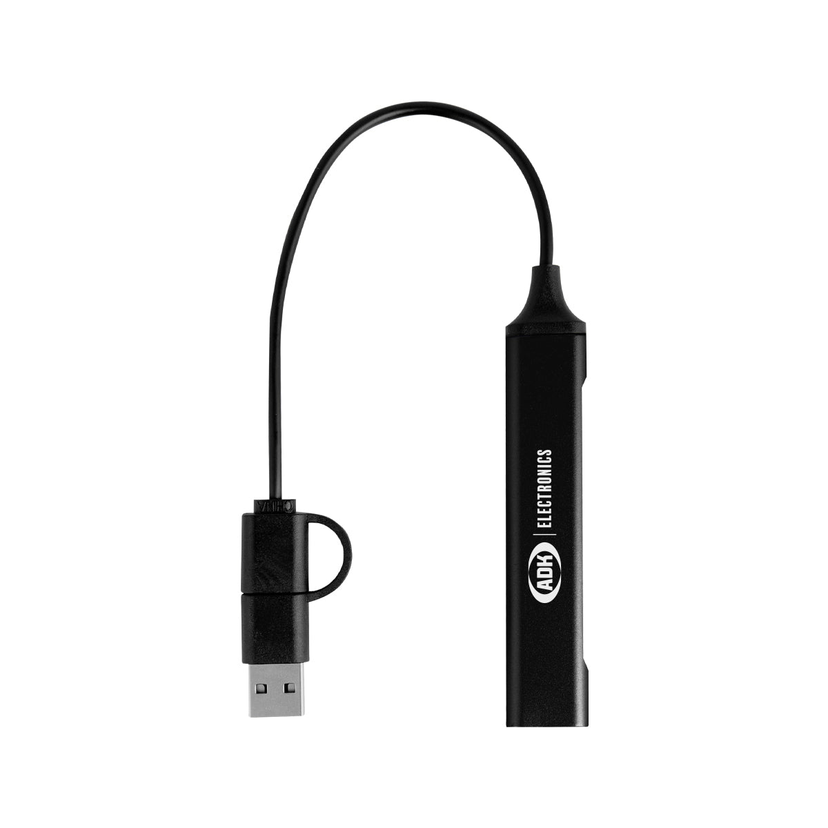 Recycled Charging Hub with Three Ports - Black - Pad Print