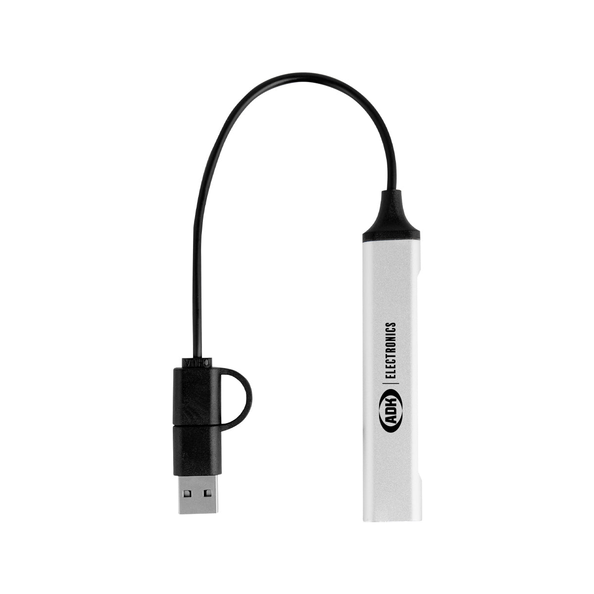 Recycled Charging Hub with Three Ports - Silver - Pad Print