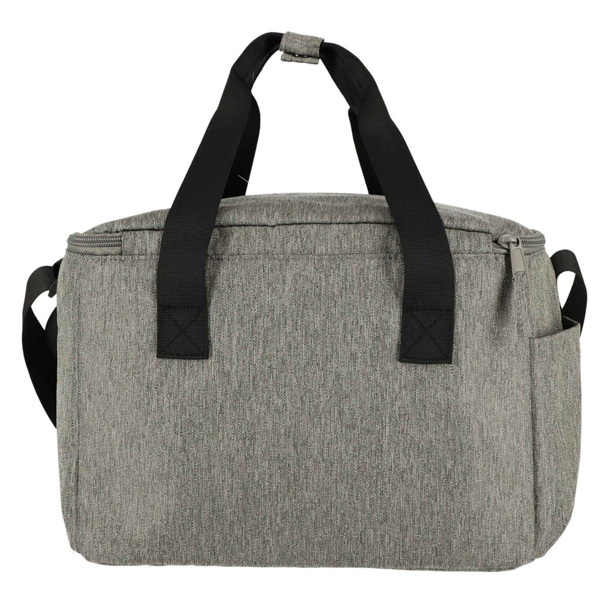 Recycled Cooler Bag with Lash Tab, 12 Cans Embroidery - Gray - Back