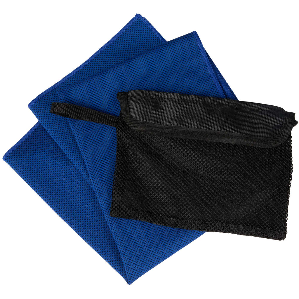 Recycled Cooling Towel with Clip Pouch Full Color - Royal - Set