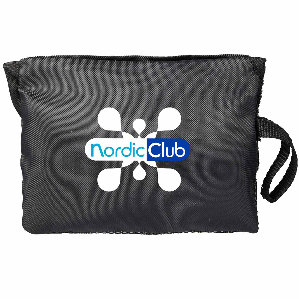 Recycled Cooling Towel with Clip Pouch - Gray - Back Case