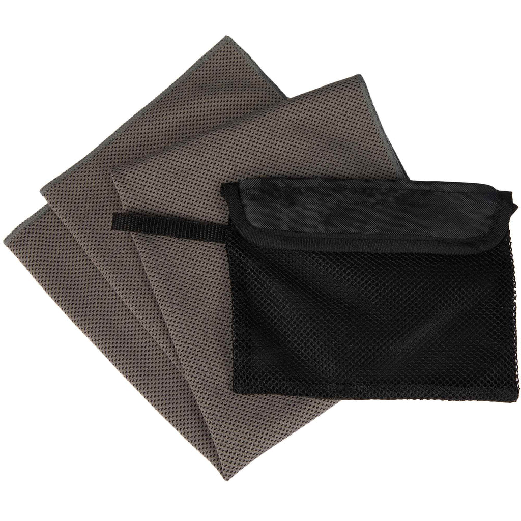 Recycled Cooling Towel with Clip Pouch - Gray - Set