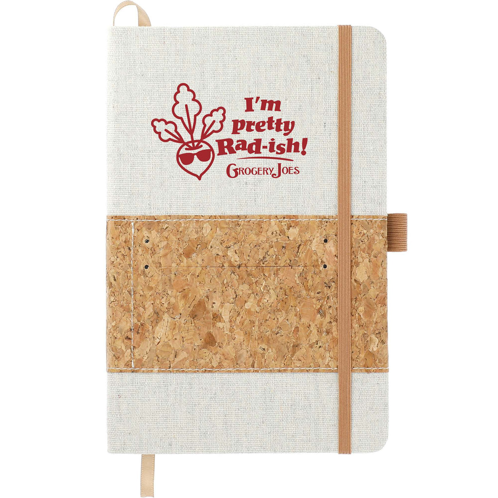 Recycled Cotton and Cork Notebook, 5.5 x 8.5 Inches - Natural - Front