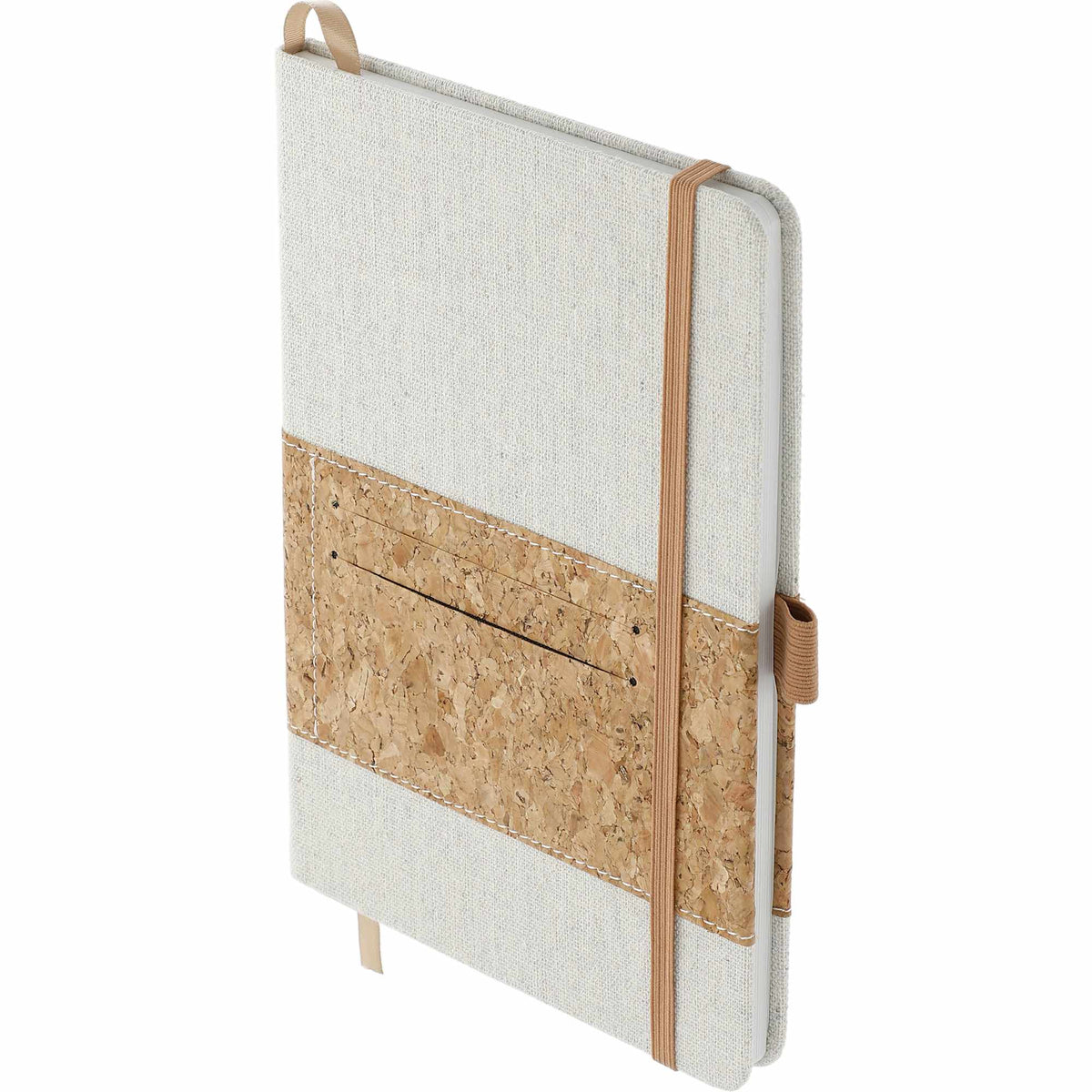 Recycled Cotton and Cork Notebook, 5.5 x 8.5 Inches - Natural - Left Angle 2