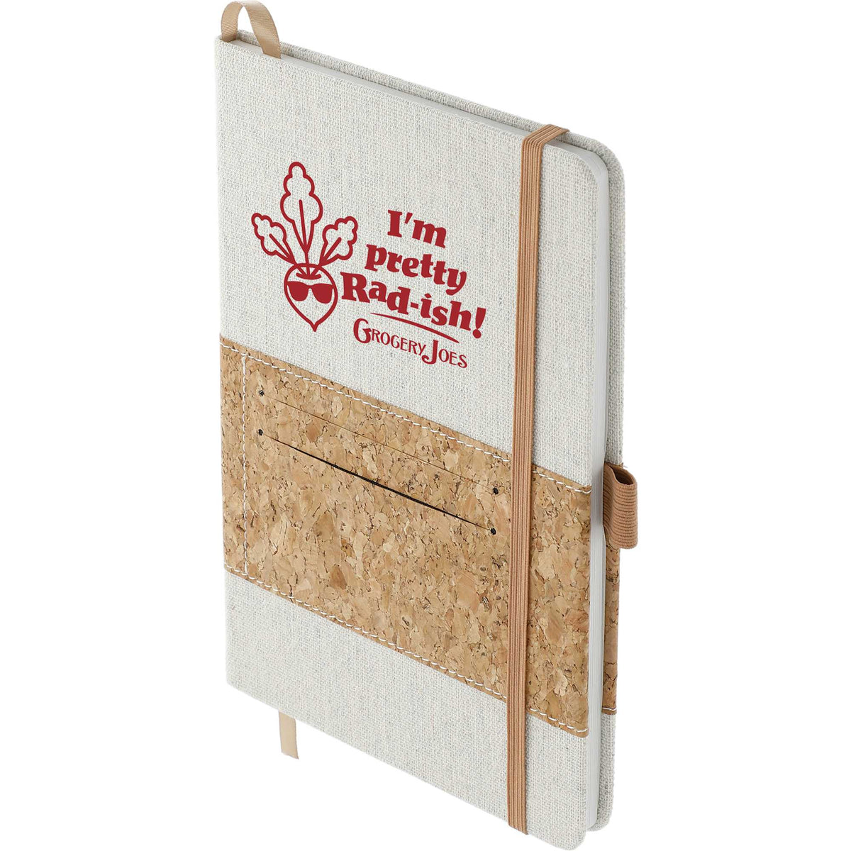 Recycled Cotton and Cork Notebook, 5.5 x 8.5 Inches - Natural - Left Angle