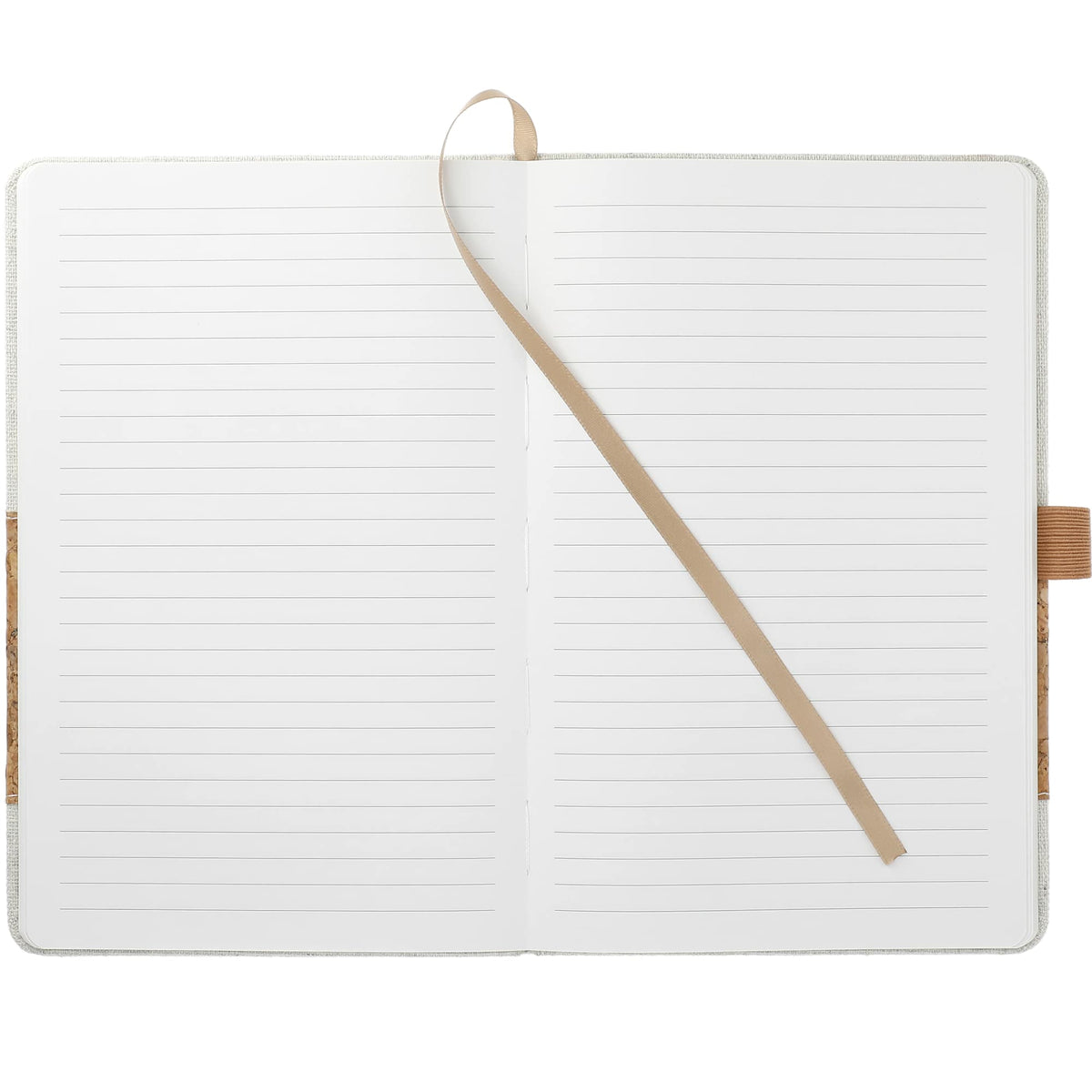 Recycled Cotton and Cork Notebook, 5.5 x 8.5 Inches - Natural - Open
