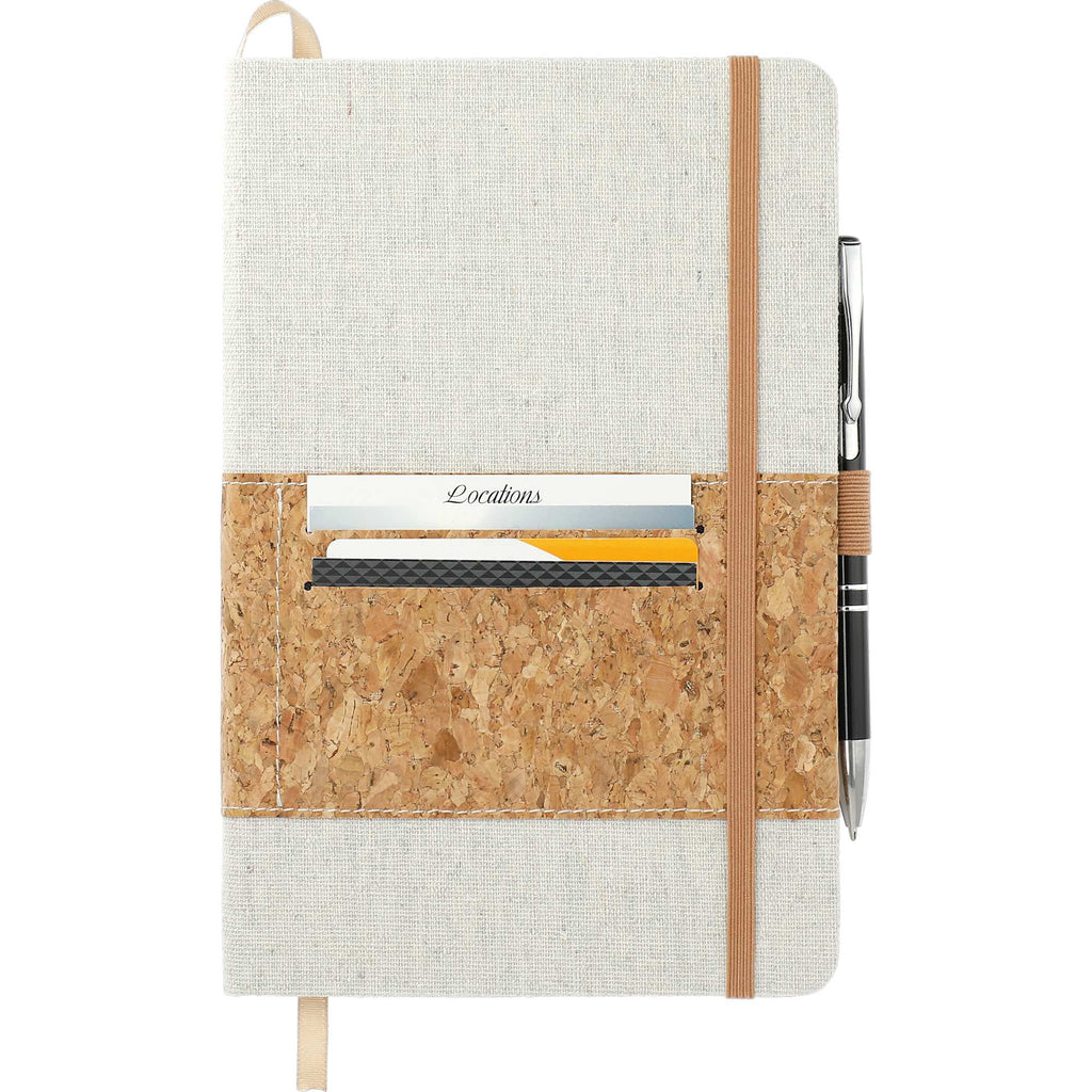 Recycled Cotton and Cork Notebook, 5.5 x 8.5 Inches - Natural - Propped 2
