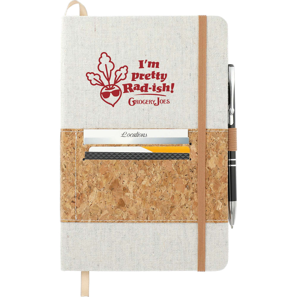 Recycled Cotton and Cork Notebook, 5.5 x 8.5 Inches - Natural - Propped