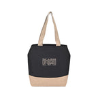 Recycled Cotton and Jute Tote with Side Snaps - Black - View 2