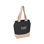 Recycled Cotton and Jute Tote with Side Snaps Embroidery - Black - View 3