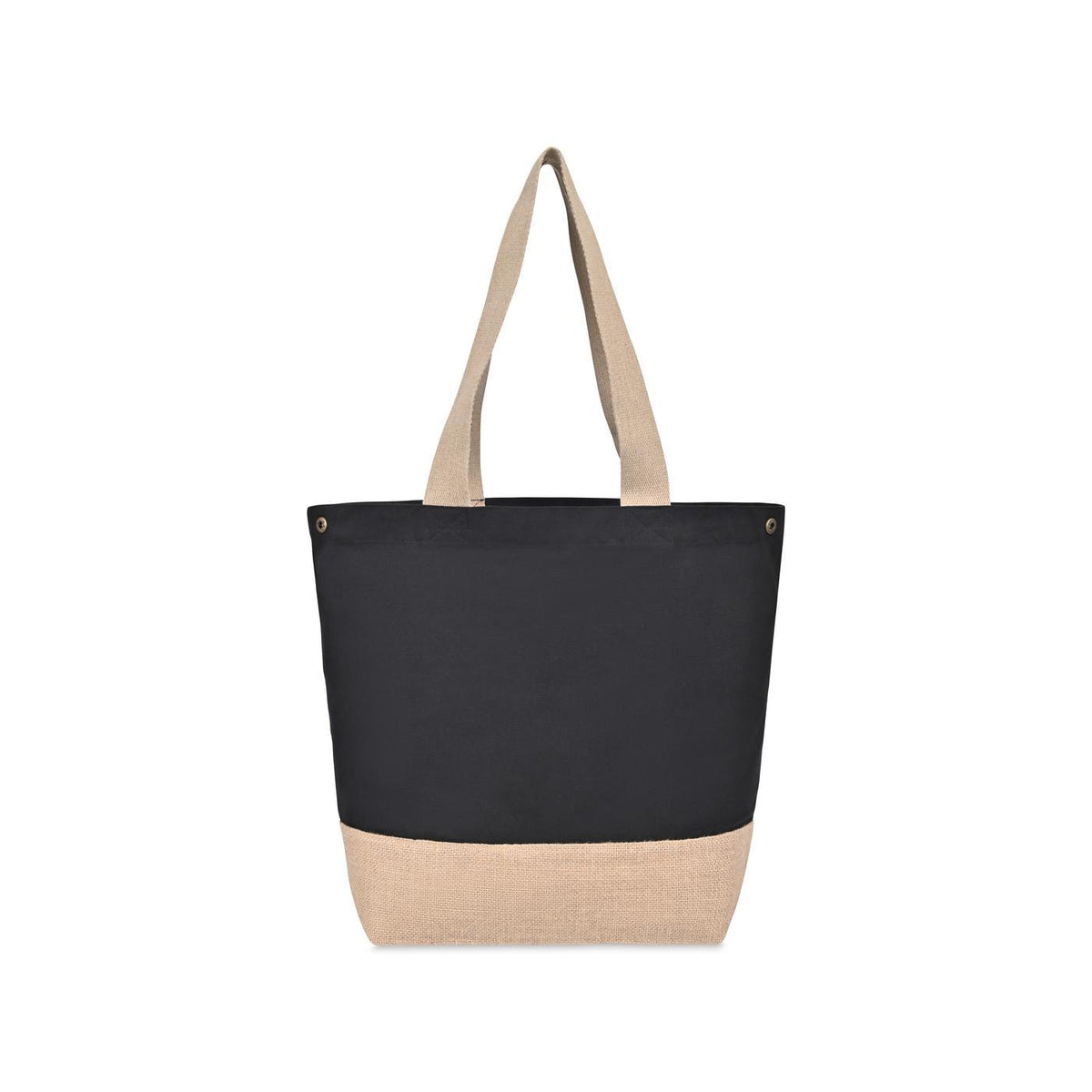 Recycled Cotton and Jute Tote with Side Snaps Embroidery - Black - View 6