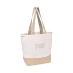 Recycled Cotton and Jute Tote with Side Snaps Embroidery - Natural - View 4