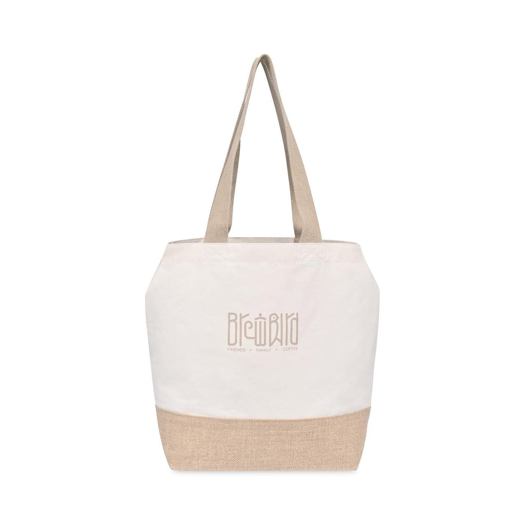 Recycled Cotton and Jute Tote with Side Snaps - Natural - View 2