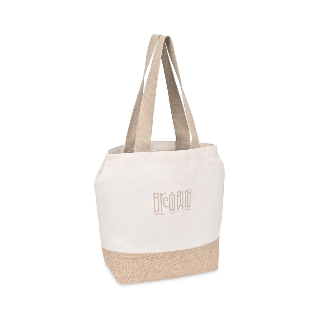 Recycled Cotton and Jute Tote with Side Snaps - Natural - View 3
