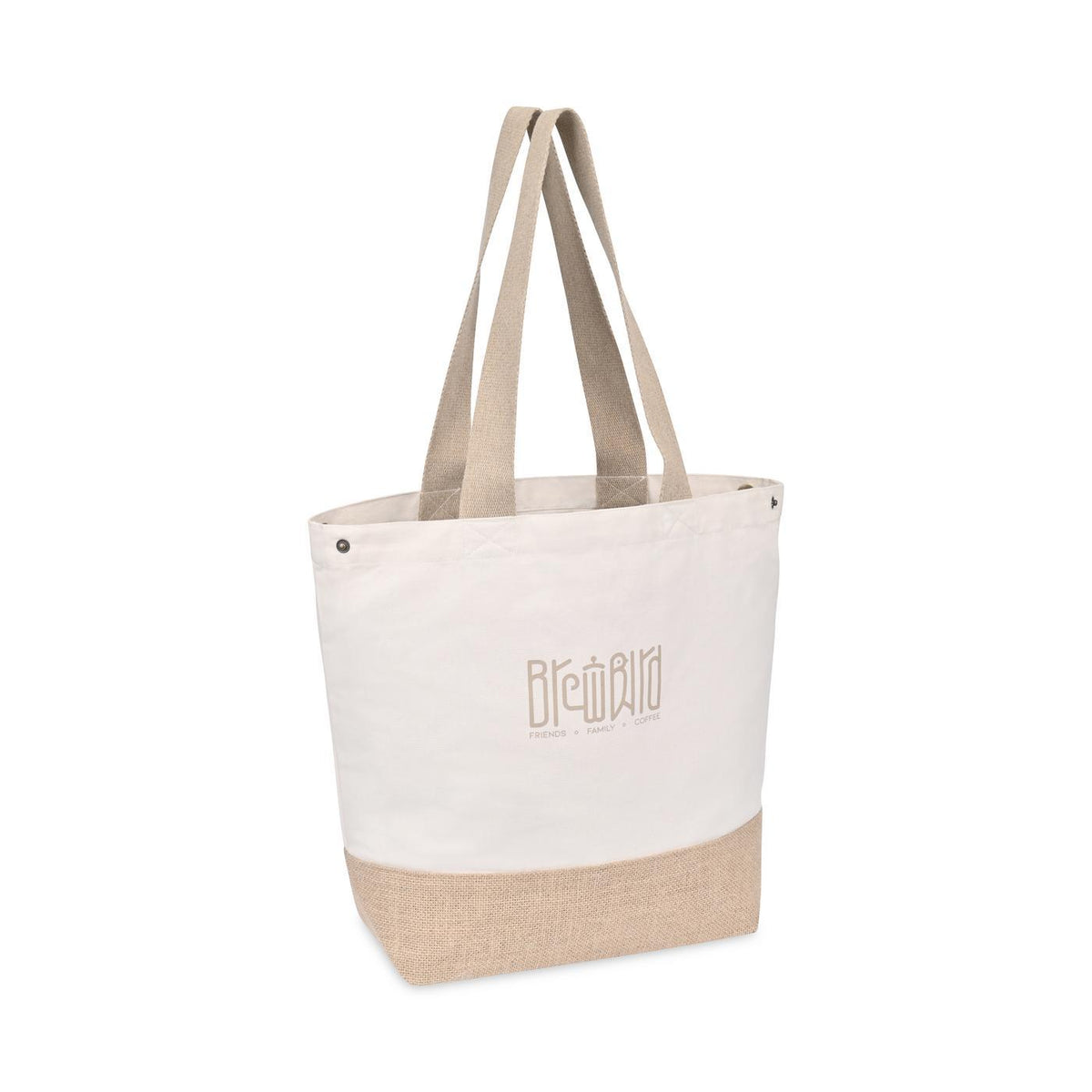 Recycled Cotton and Jute Tote with Side Snaps - Natural - View 4
