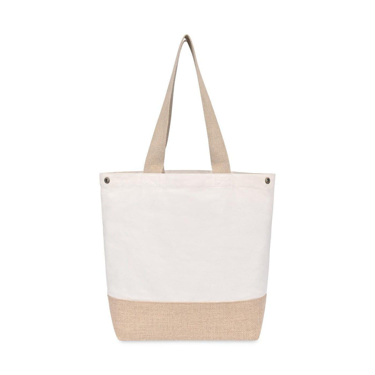 Recycled Cotton and Jute Tote with Side Snaps - Natural - View 5