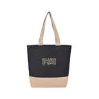 Recycled Cotton and Jute Tote with Side Snaps Transfer - Black - View 1