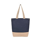 Recycled Cotton and Jute Tote with Side Snaps Transfer - Navy - View 5