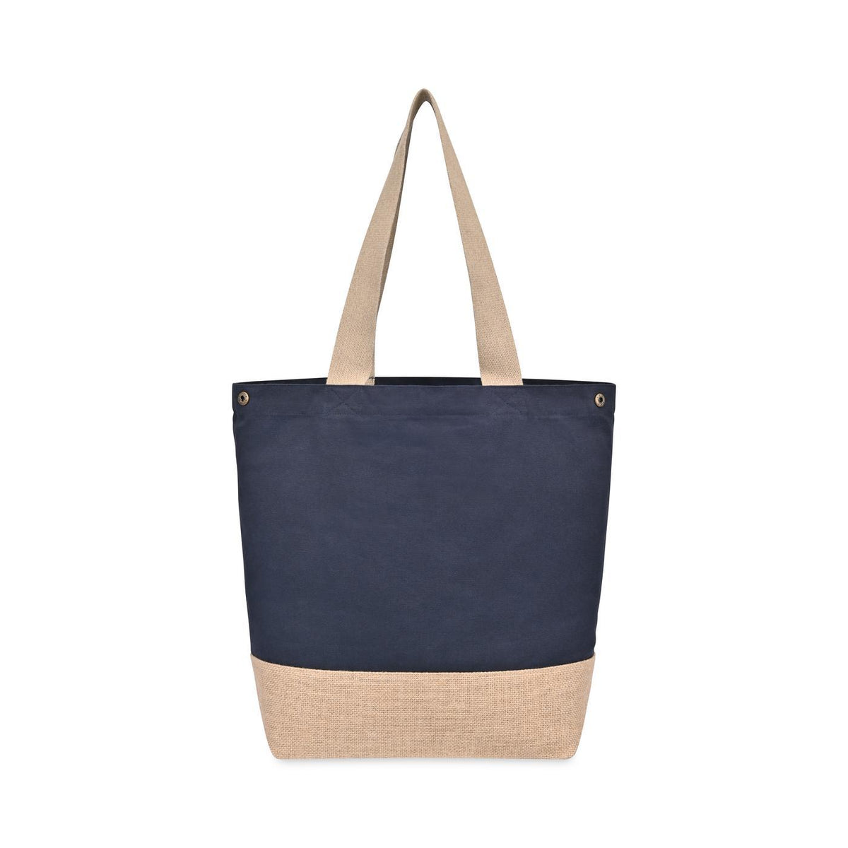 Recycled Cotton and Jute Tote with Side Snaps Transfer - Navy - View 5