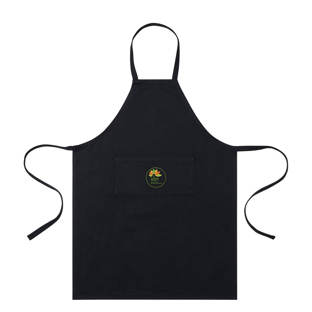 Recycled Cotton Bib Apron with Front Pocket - Black - View 1