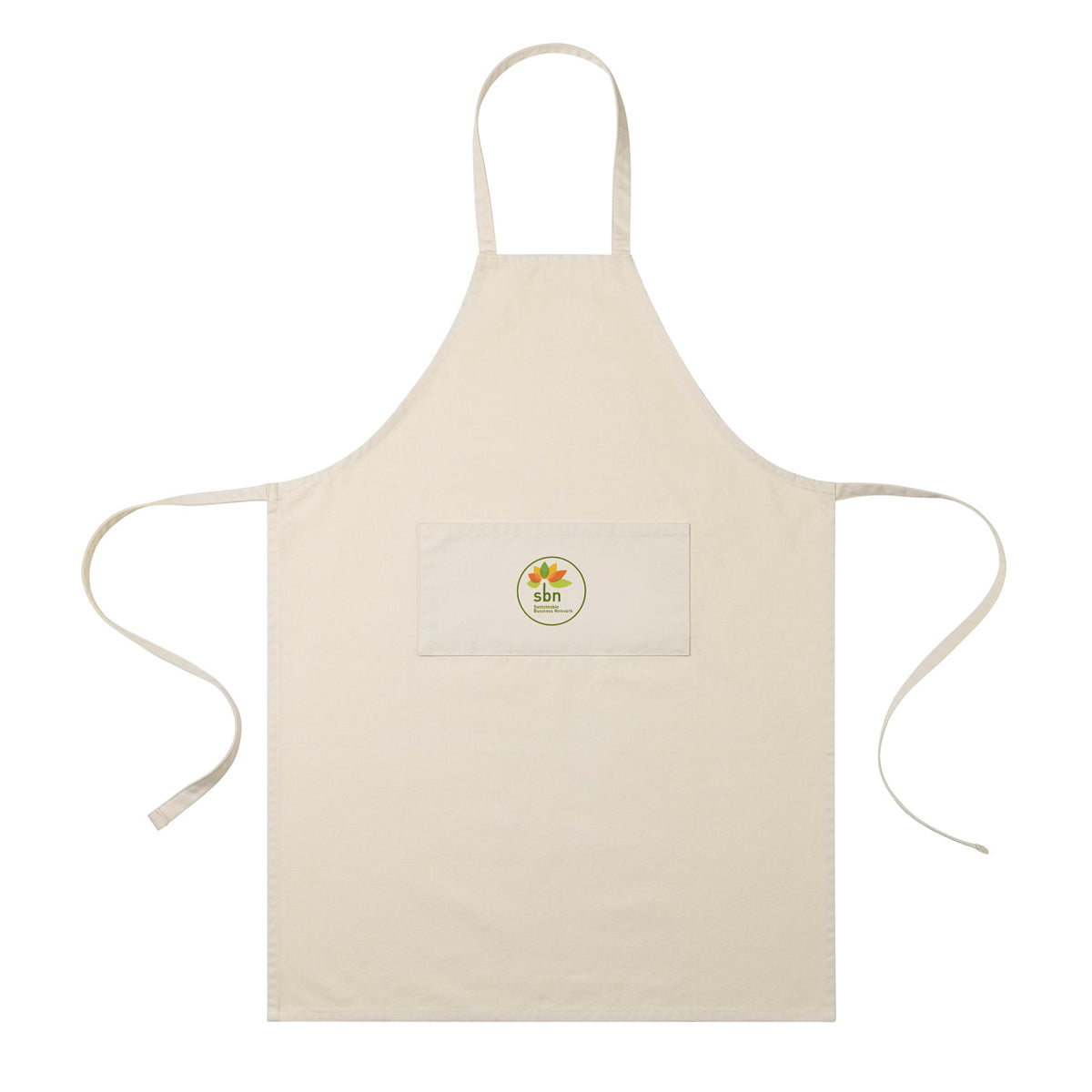 Recycled Cotton Bib Apron with Front Pocket - Natural - View 1