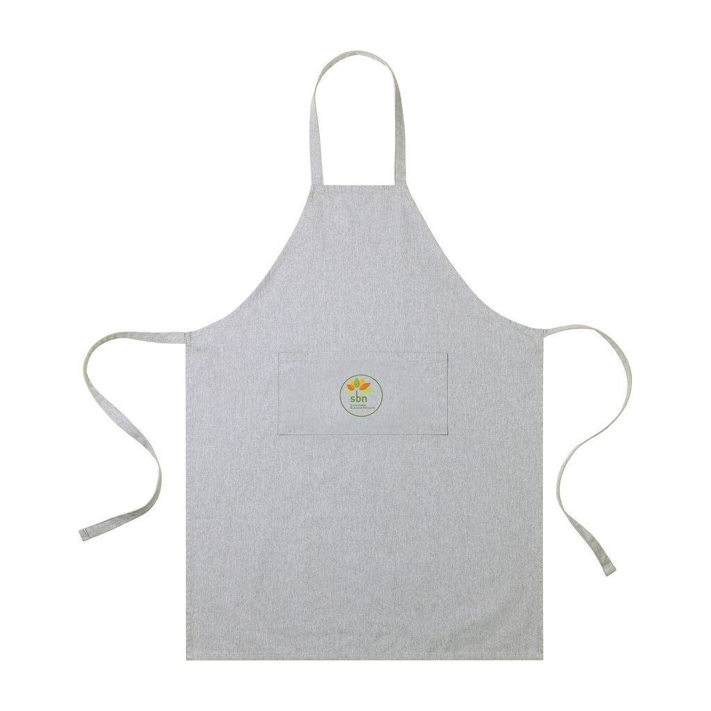 Recycled Cotton Bib Apron with Front Pocket Transfer - Light Grey - View 1