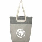 Recycled Cotton Book Tote with U-Handles Embroidery - Natural/Black - Front