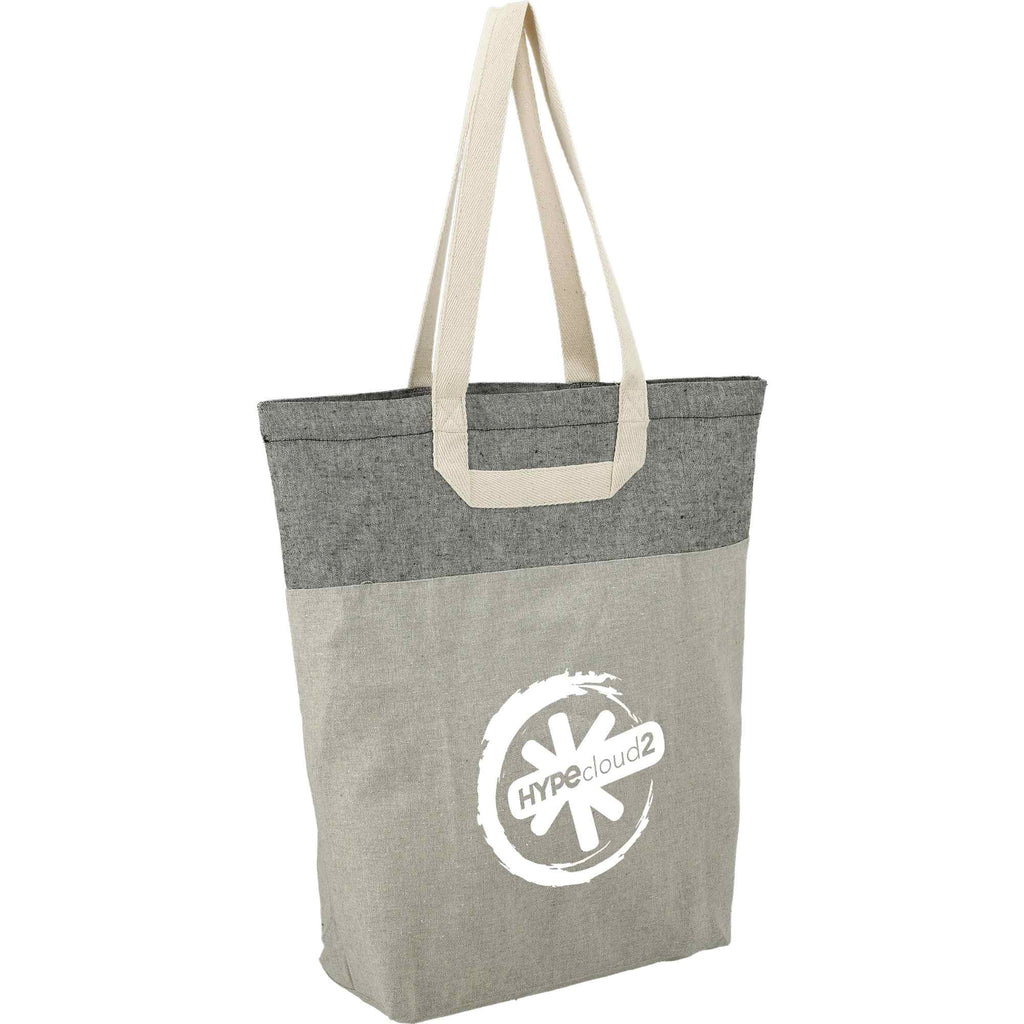 Recycled Cotton Book Tote with U-Handles Embroidery - Natural/Black - Right Angle