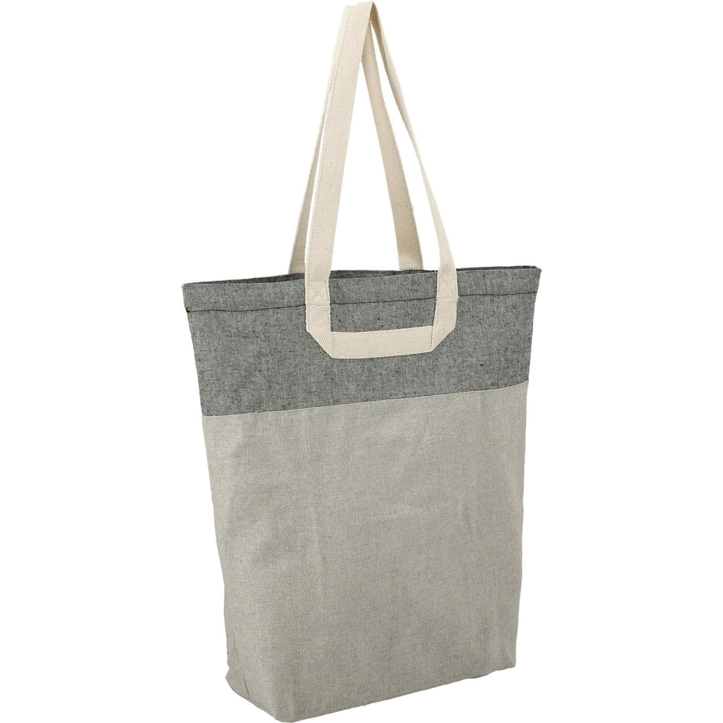 Recycled Cotton Book Tote with U-Handles - Natural/Black - Right Angle 3
