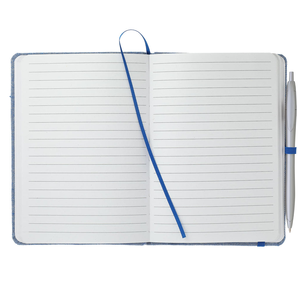 Recycled Cotton Bound Notebook, 5 x 7 Inches - Blue - Front 2