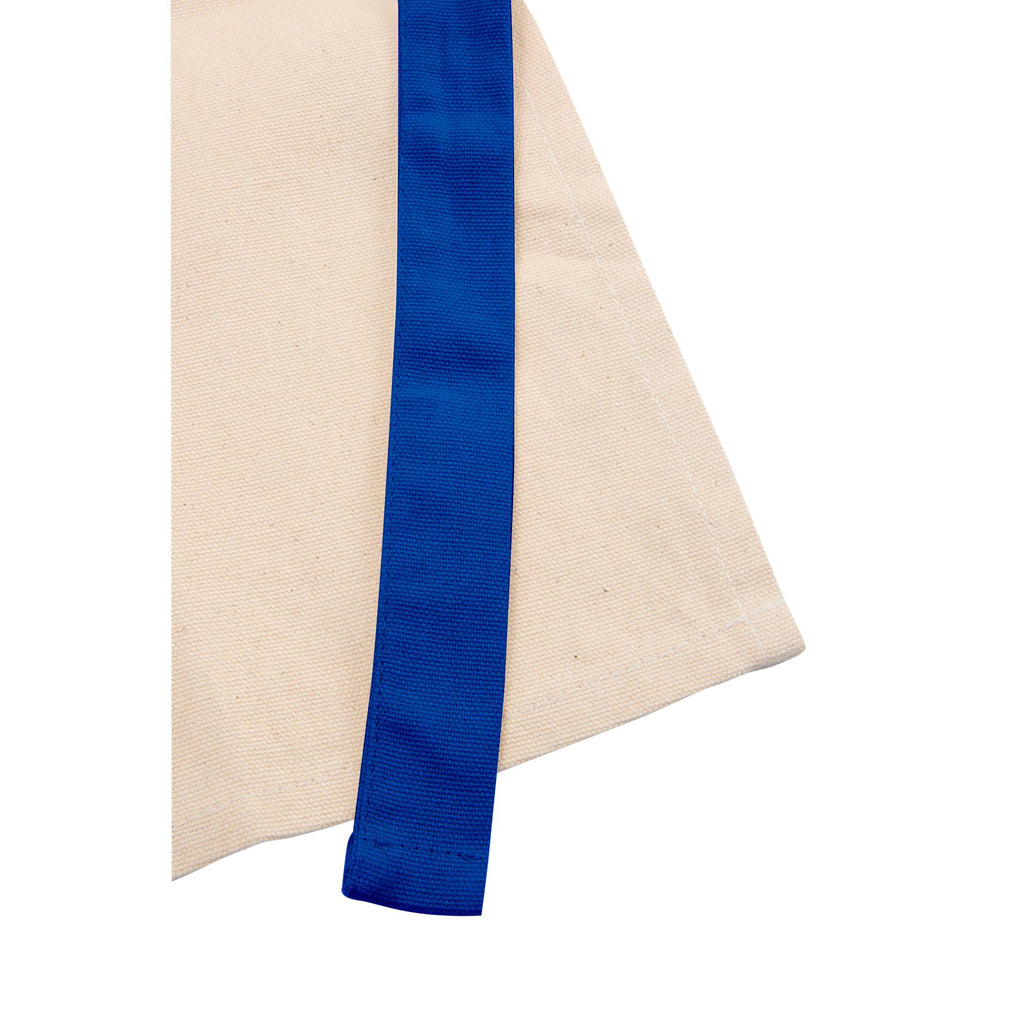 Recycled Cotton Canvas Apron with Two Pockets Embroidery - Blueberry - Detail Left Angle